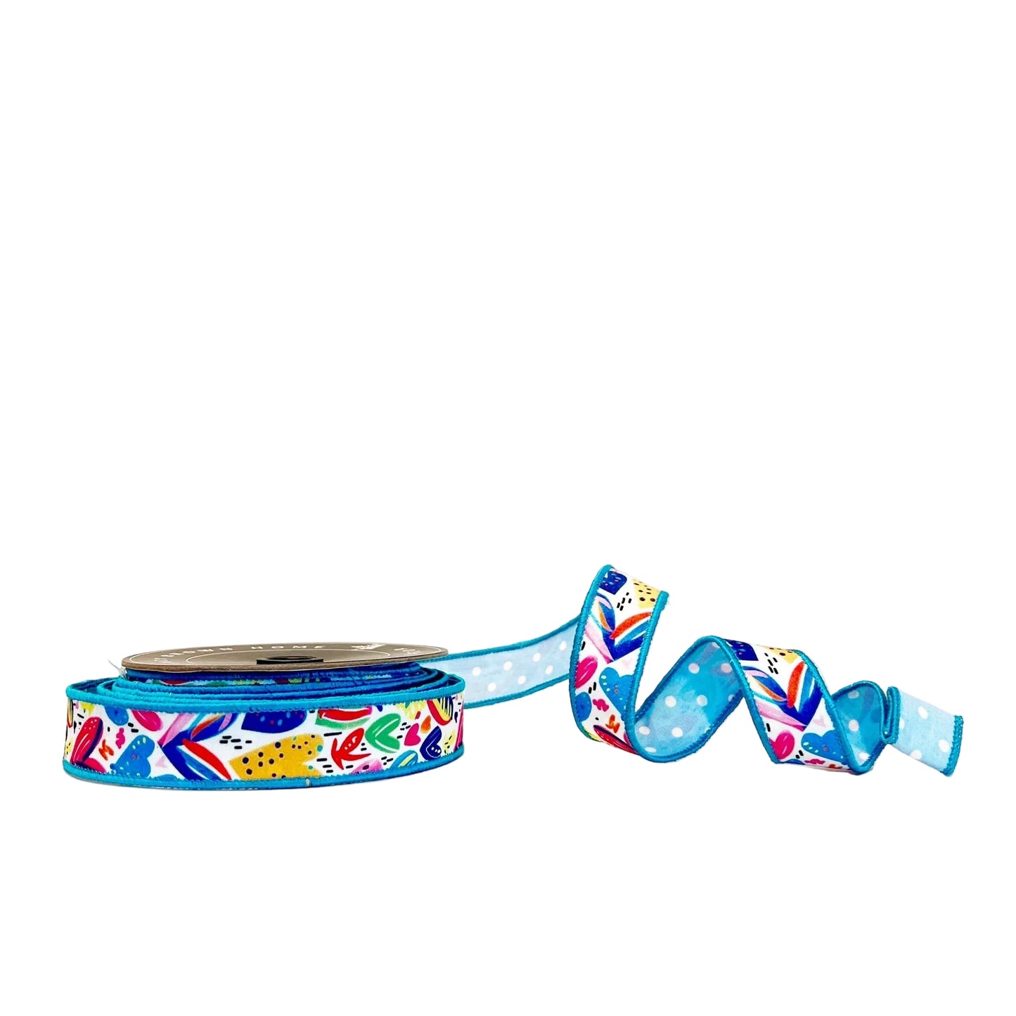 Blue Hearts 1"x 10Y Double Sided Wired Ribbon