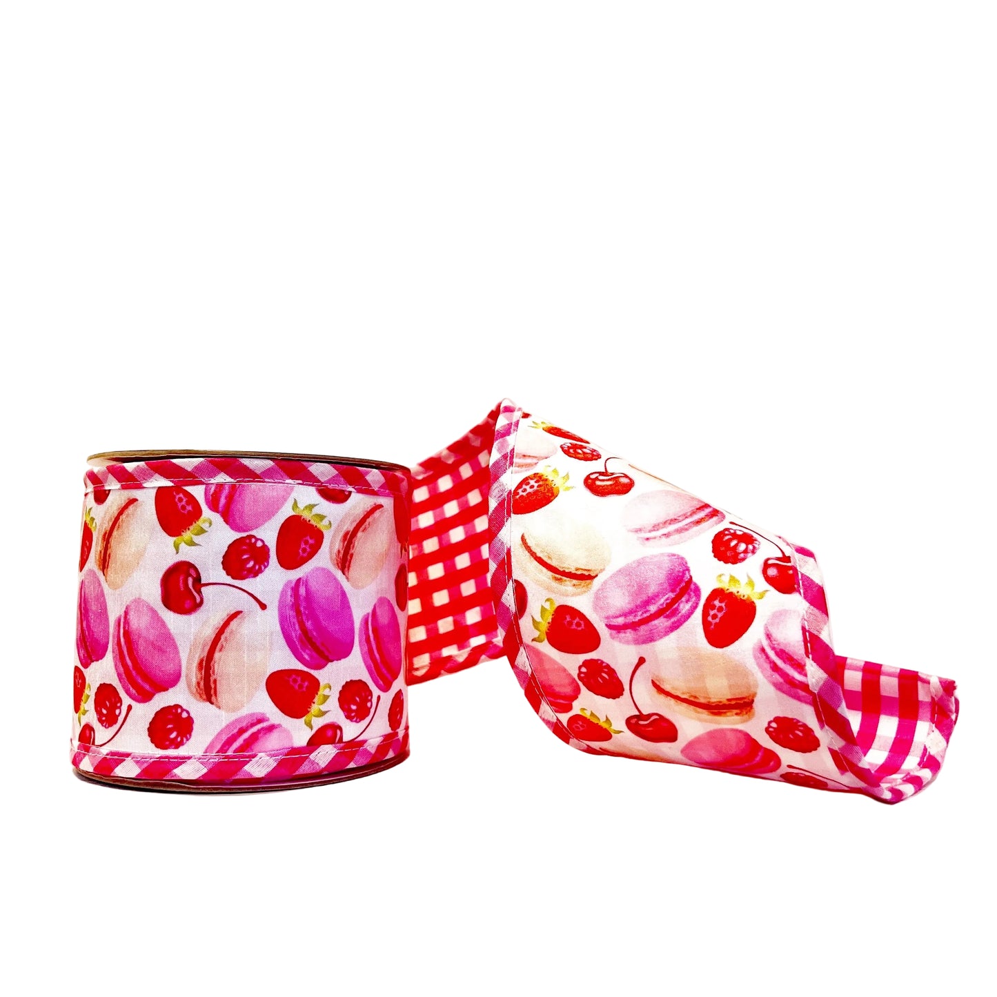 Pink Sweets and Gingham 4"x 5Y Double Sided Wired Ribbon