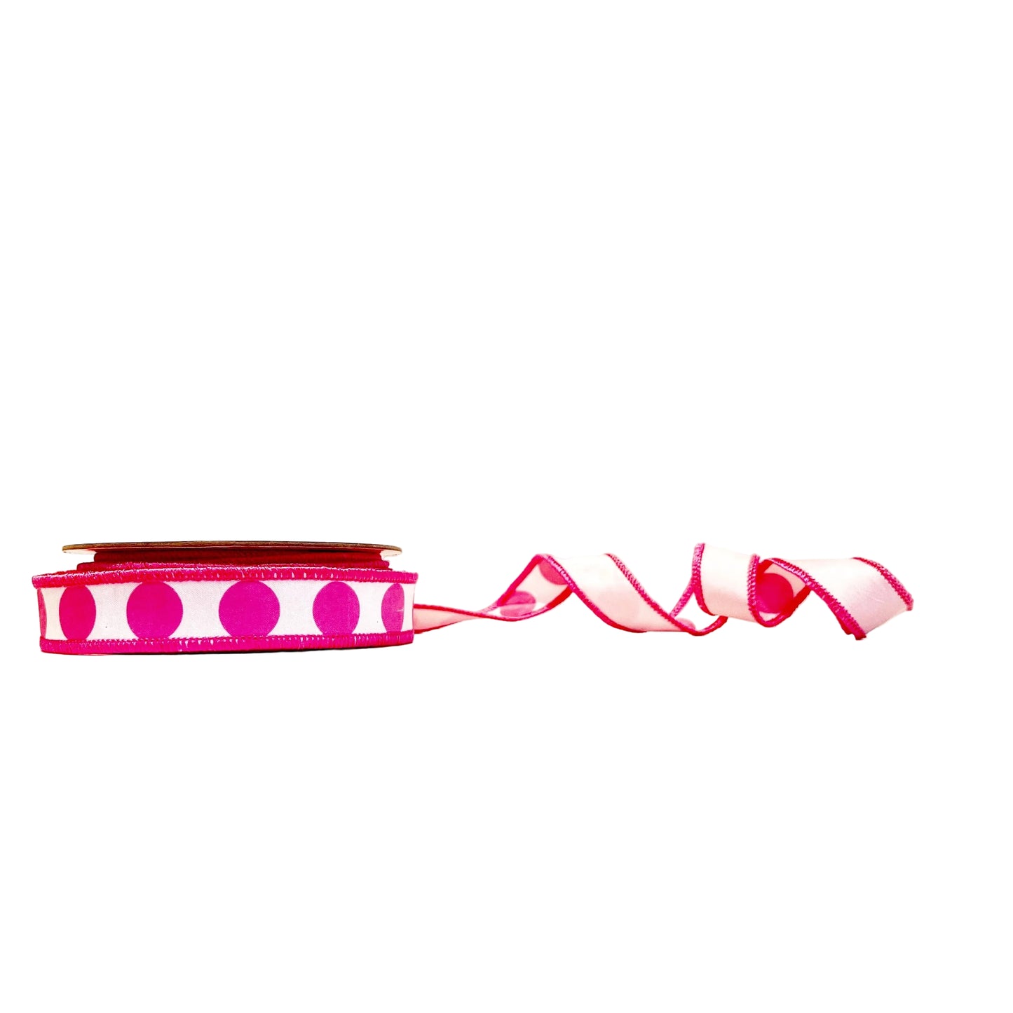 Hot Pink Dots 1"x 10Y Double Sided Wired Ribbon