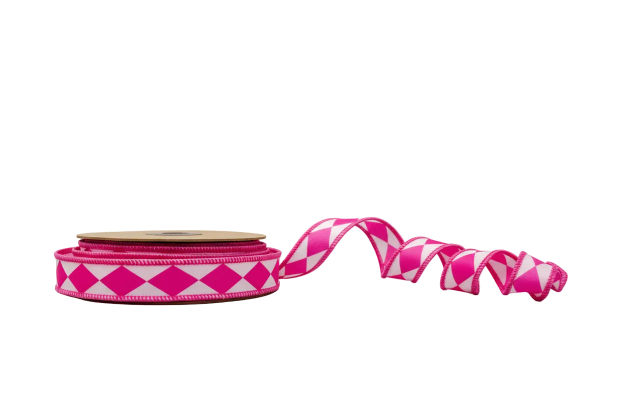 Hot Pink Diamond 1"x 10Y Double Sided Wired Ribbon