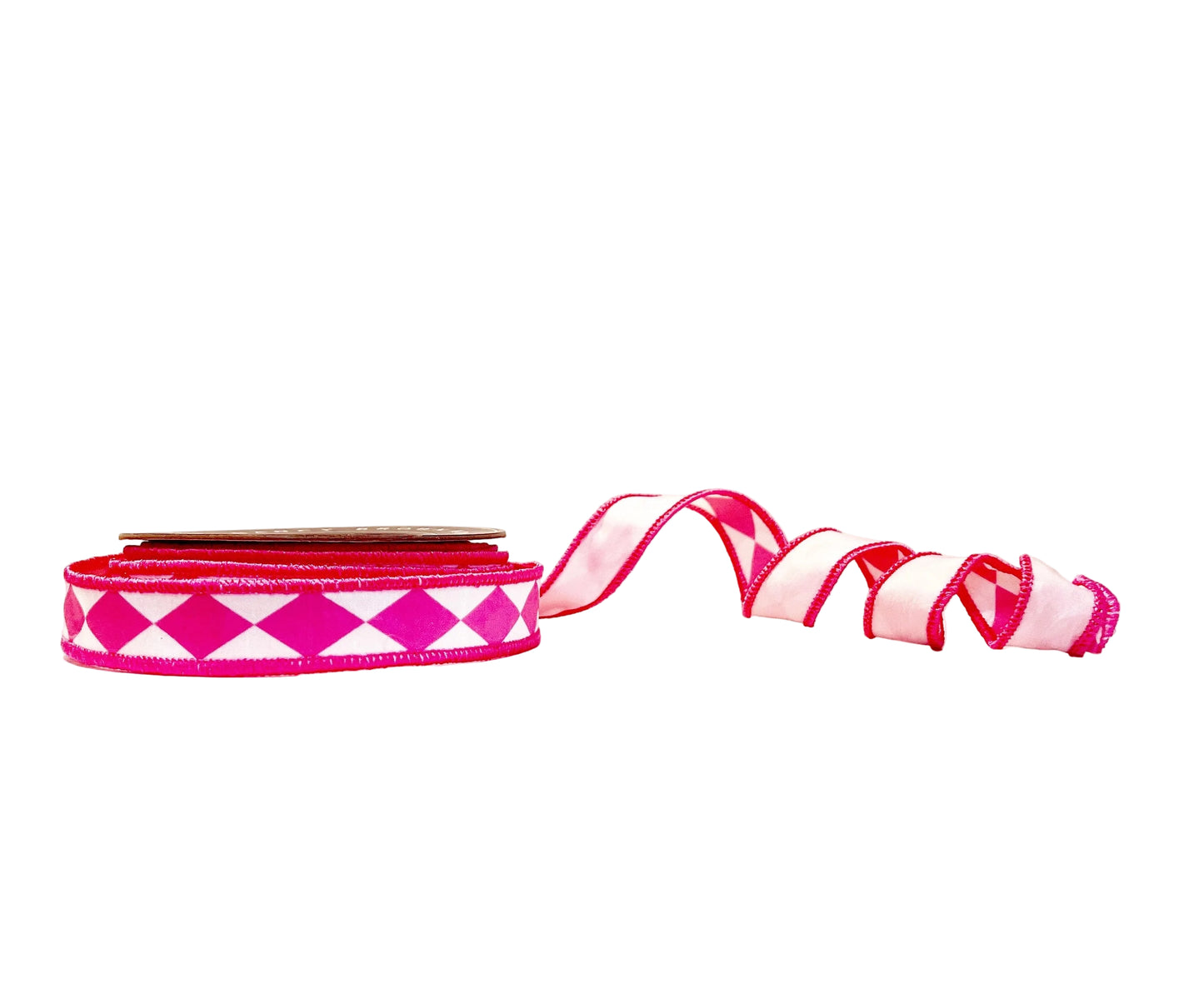 Lt. Pink Diamonds 1"x 10Y Double Sided Wired Ribbon