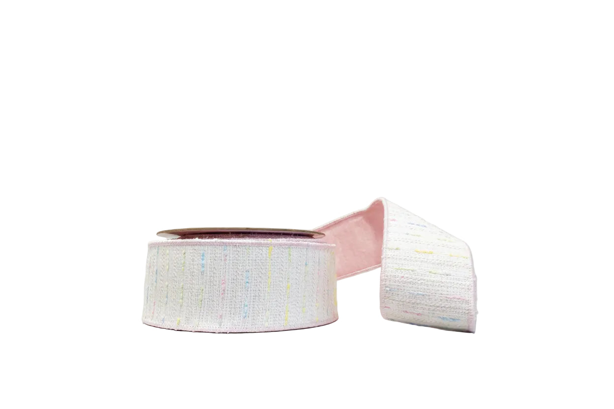Pink Tweed 2.5"x 10Y Double Sided Wired Ribbon