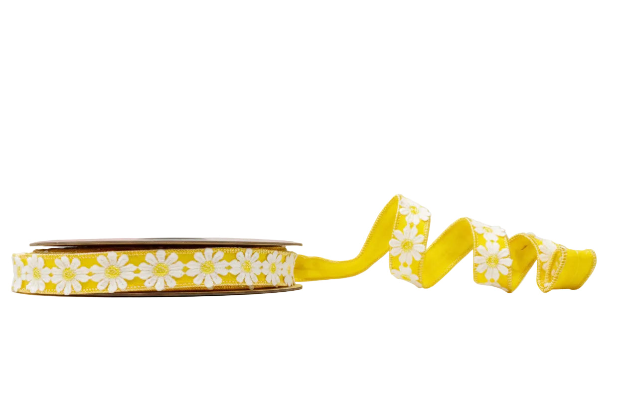 Yellow Daisies 1"x 10Y Double Sided Wired Ribbon