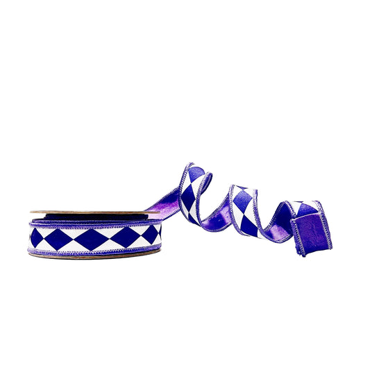 Purple Diamond 1"x 10Y Double Sided Wired Ribbon