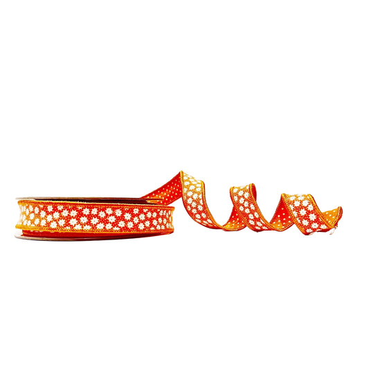 Orange Starburst 1"x 10Y Double Sided Wired Ribbon