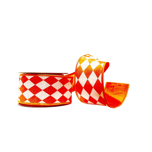 Orange Diamond 2.5"x 10Y Double Sided Wired Ribbon