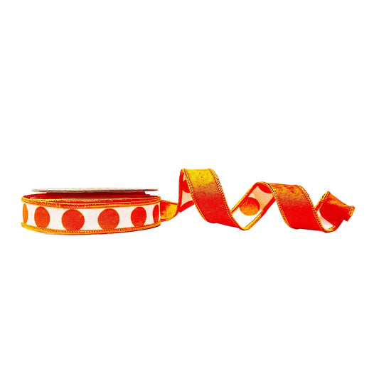 Orange 1"x 10Y Double Sided Wired Ribbon