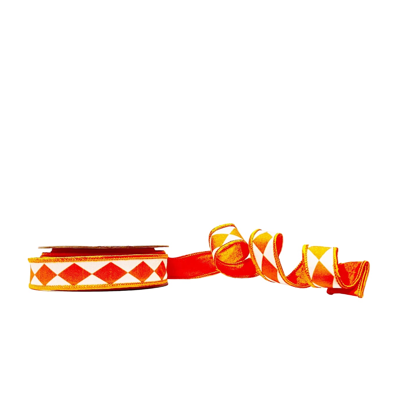 Orange Diamond 1"x 10Y Double Sided Wired Ribbon