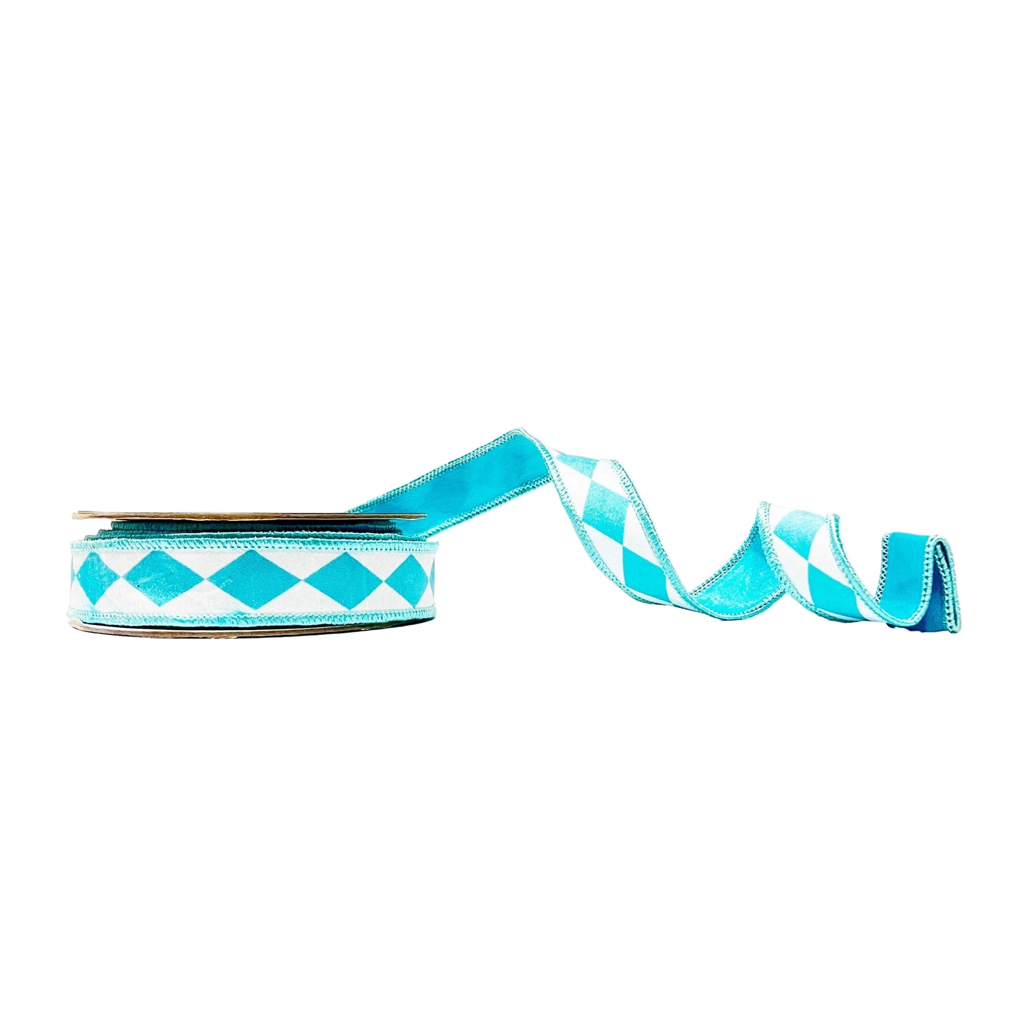 Aqua Diamond 1"x 10Y Double Sided Wired Ribbon