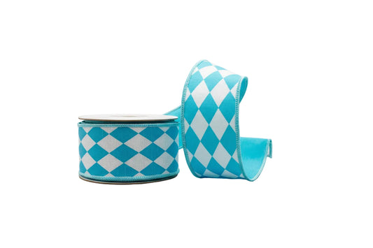 Aqua Diamond 2.5"x 10Y Double Sided Wired Ribbon