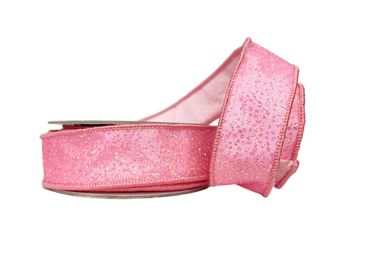 Pink Sparkle 1.5" Wired Ribbon