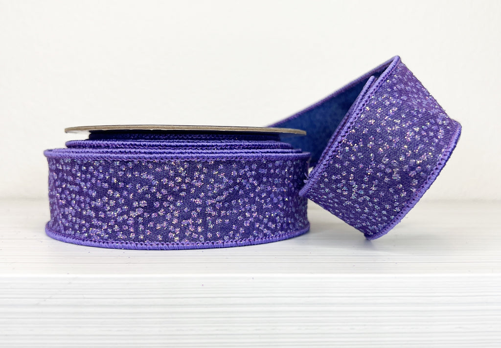Purple Sparkle 1.5" Wired Ribbon- (25/55)