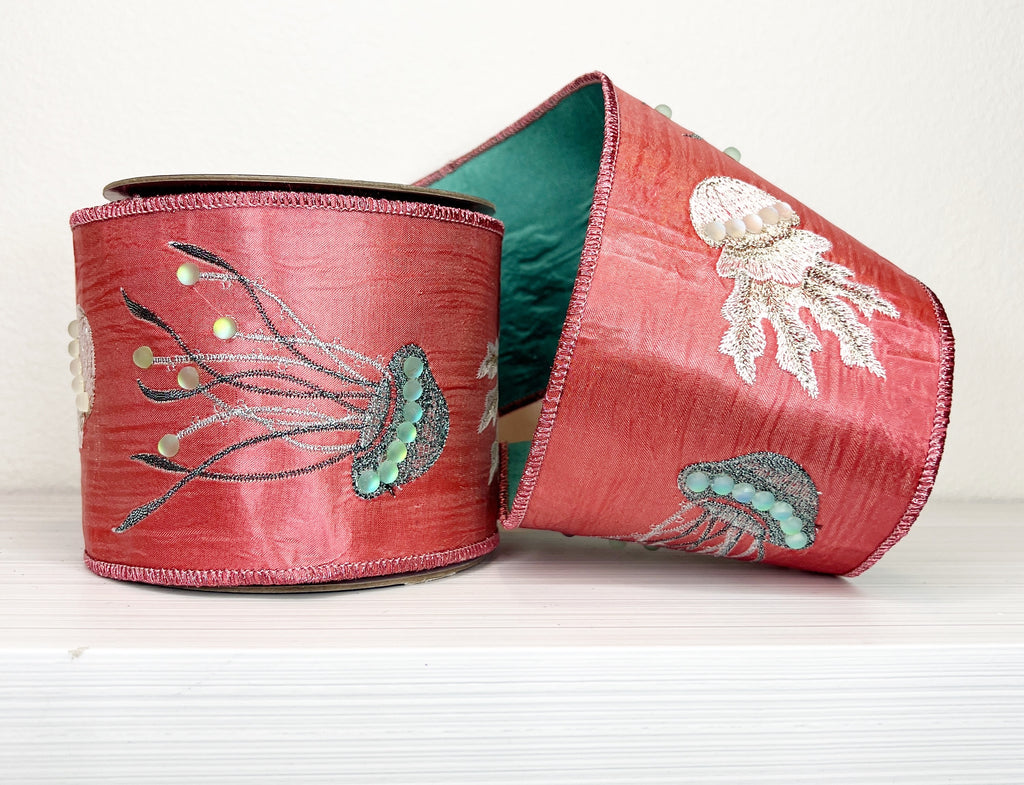 Coral Jellyfish 4" Wired Ribbon-(25/119)