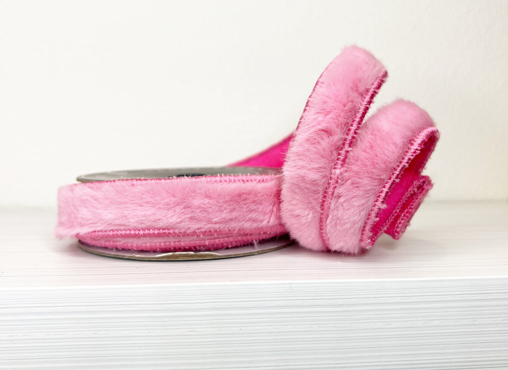 Pink Fur Super Soft 1" Wired Ribbon-(25/1,131)