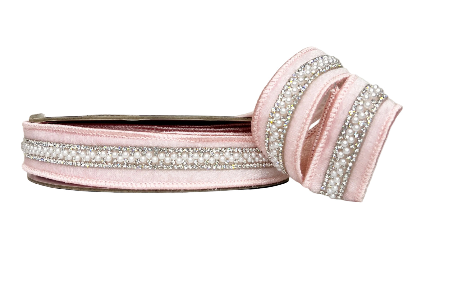 Pre-Order 2026- Pink Velvet with Pearl and Bling Lux Trim 1" Wired Ribbon