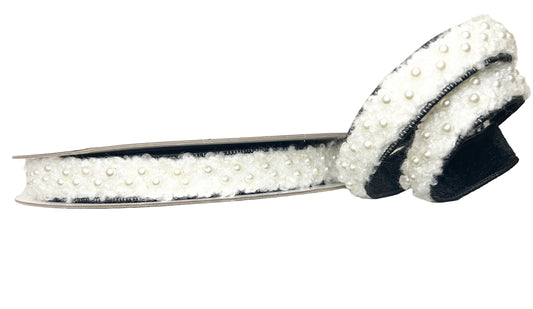 Pre-Order 2026- Tweed & Pearl Black Velvet 1" x 5Y Wired Ribbon