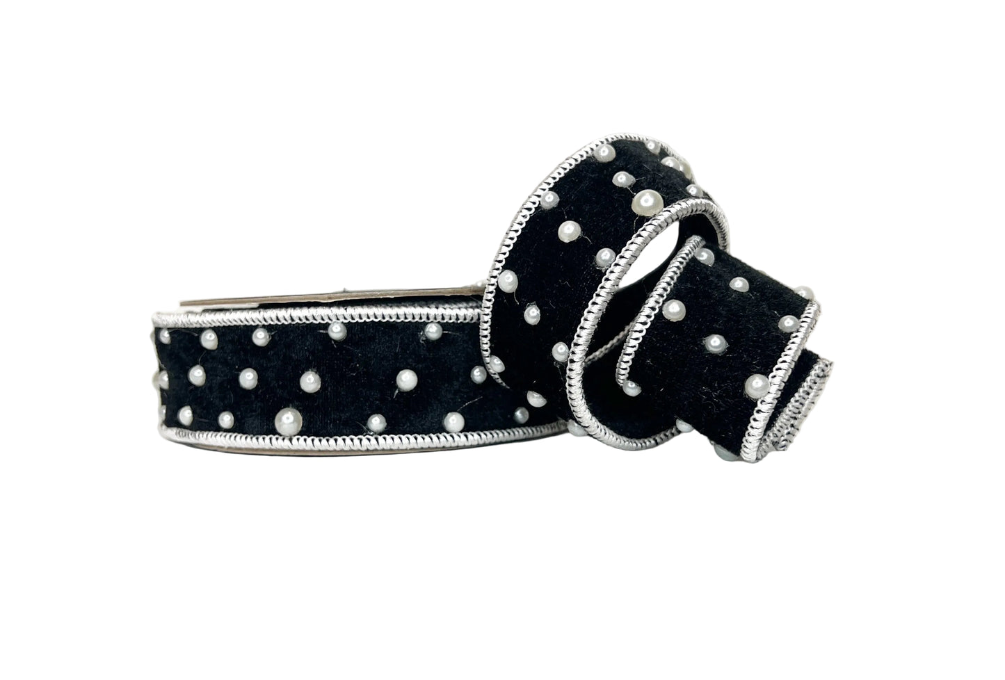 Pre- Order 2026- Black Velvet & Pearls 1.5" Wired Ribbon