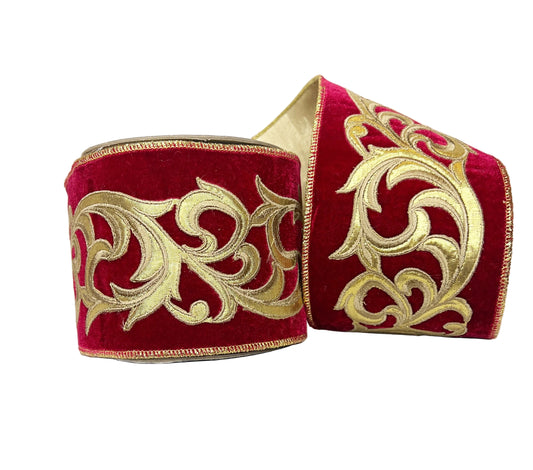 Pre-Order 2026- Red Velvet and Gold 4" Wired Ribbon