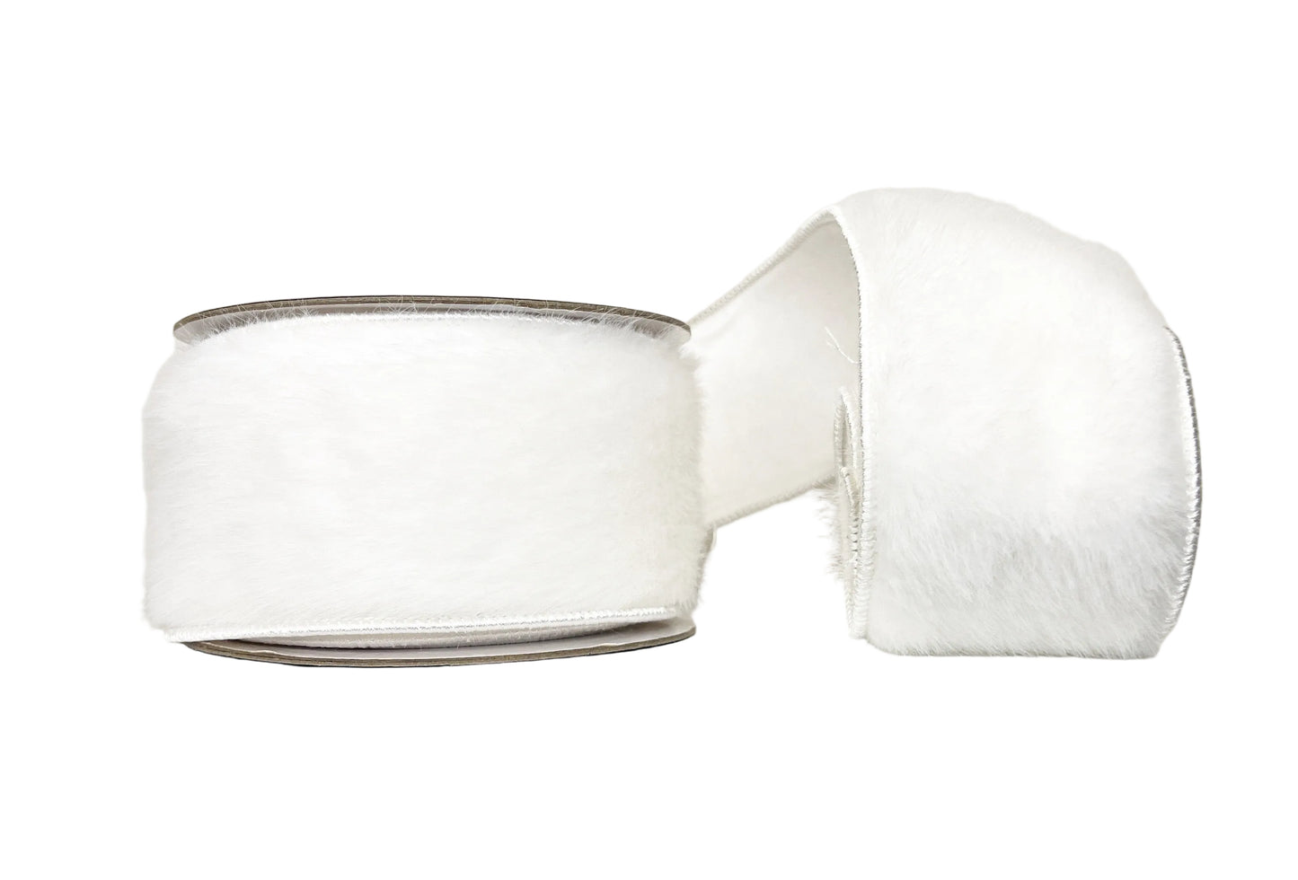 White Fur Super Soft 2.5" Wired Ribbon