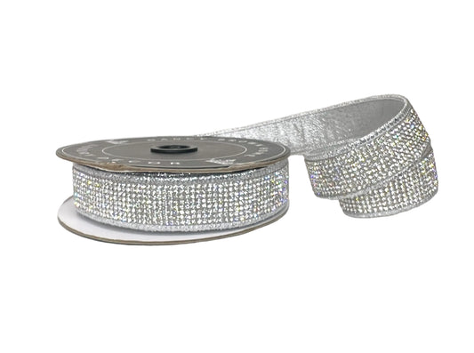 Pre-Order 2026- Silver Bling Double Sided Wired Ribbon