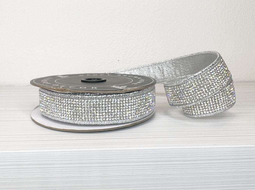 Silver Bling Double Sided Wired Ribbon-(25/53-54,154)