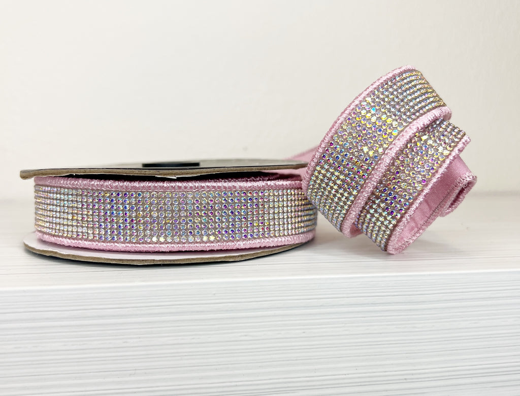 Lt. Pink Bling 1" Wired Ribbon-(25/84,149)