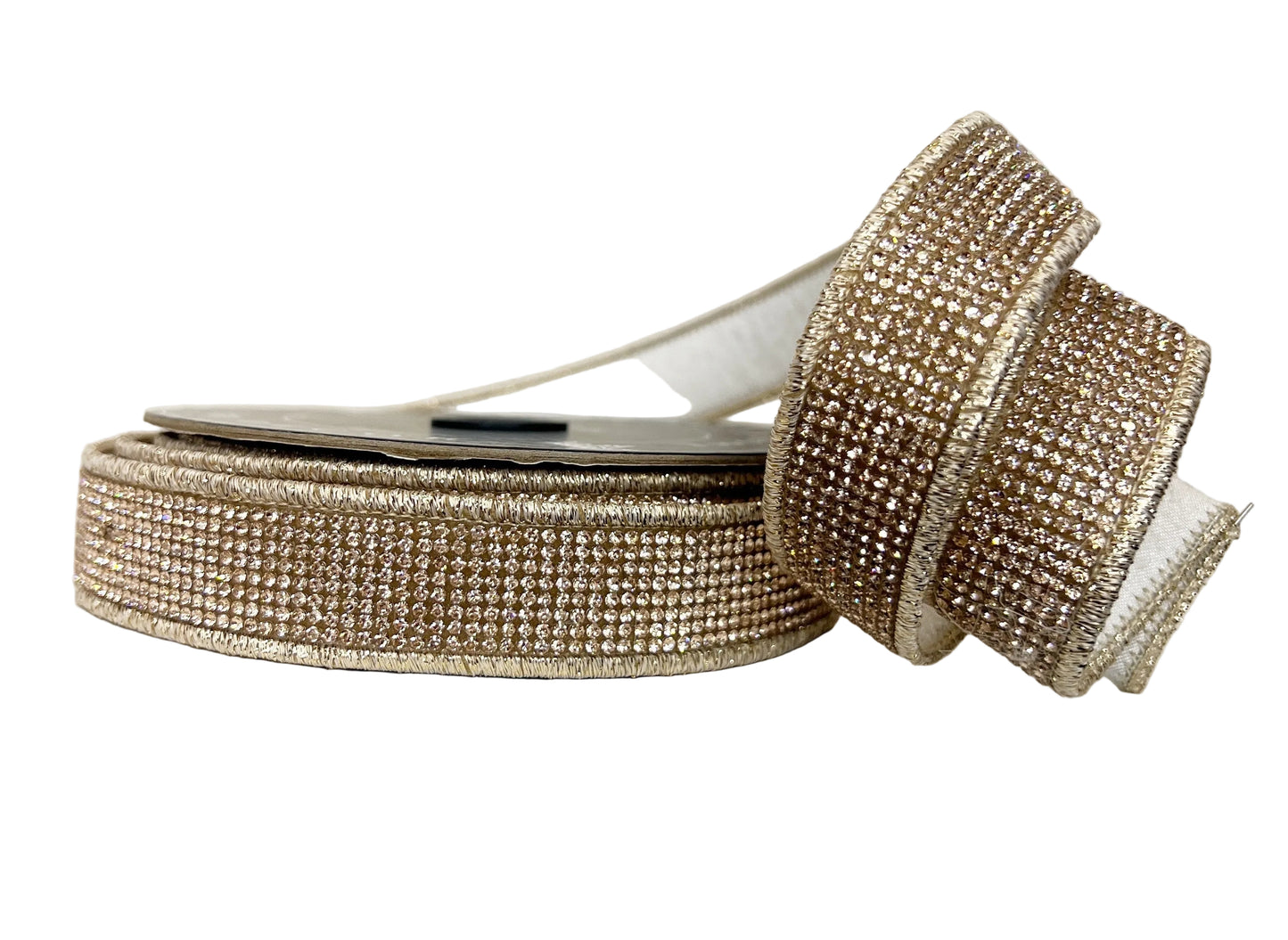 Champagne Bling Double Sided with Ivory 1" Wired Ribbon