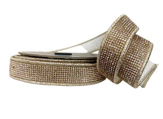 Champagne Bling Double Sided with Ivory 1" Wired Ribbon