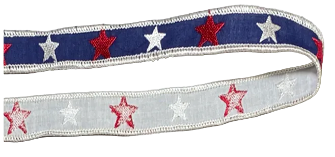 BLUE EMBROIDERY STAR RIBBON WITH GEMS