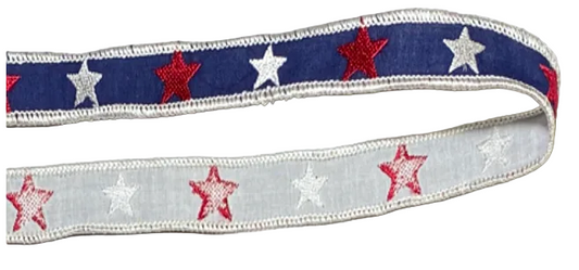 BLUE EMBROIDERY STAR RIBBON WITH GEMS
