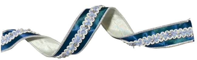 Blue Pearl and Rhinestone 1.5" Wired Ribbon
