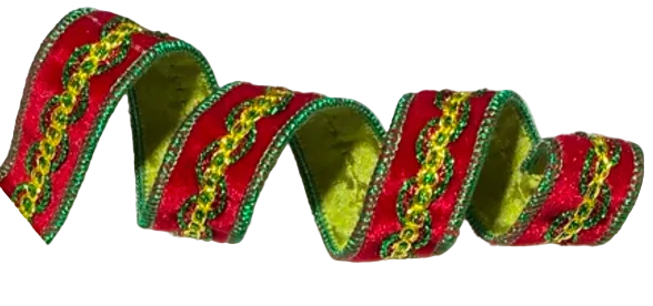 Pre-Order 2026- Traditional Red & Green Trim 1"x10Y Wired Ribbon