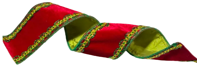 Pre-Order 2026- Red Velvet with Green & Gold Trim 2.5" Wired Ribbon