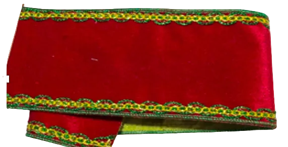 Pre-Order 2026- Red Velvet with Green & Gold Trim 4" Wired Ribbon