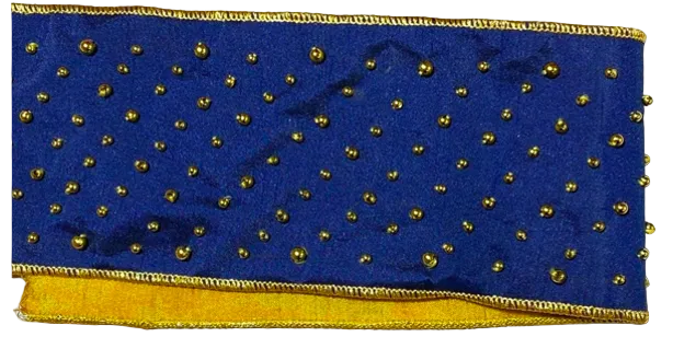 Pre-order 2026- Blue & Gold Beads 4" Wired Ribbon