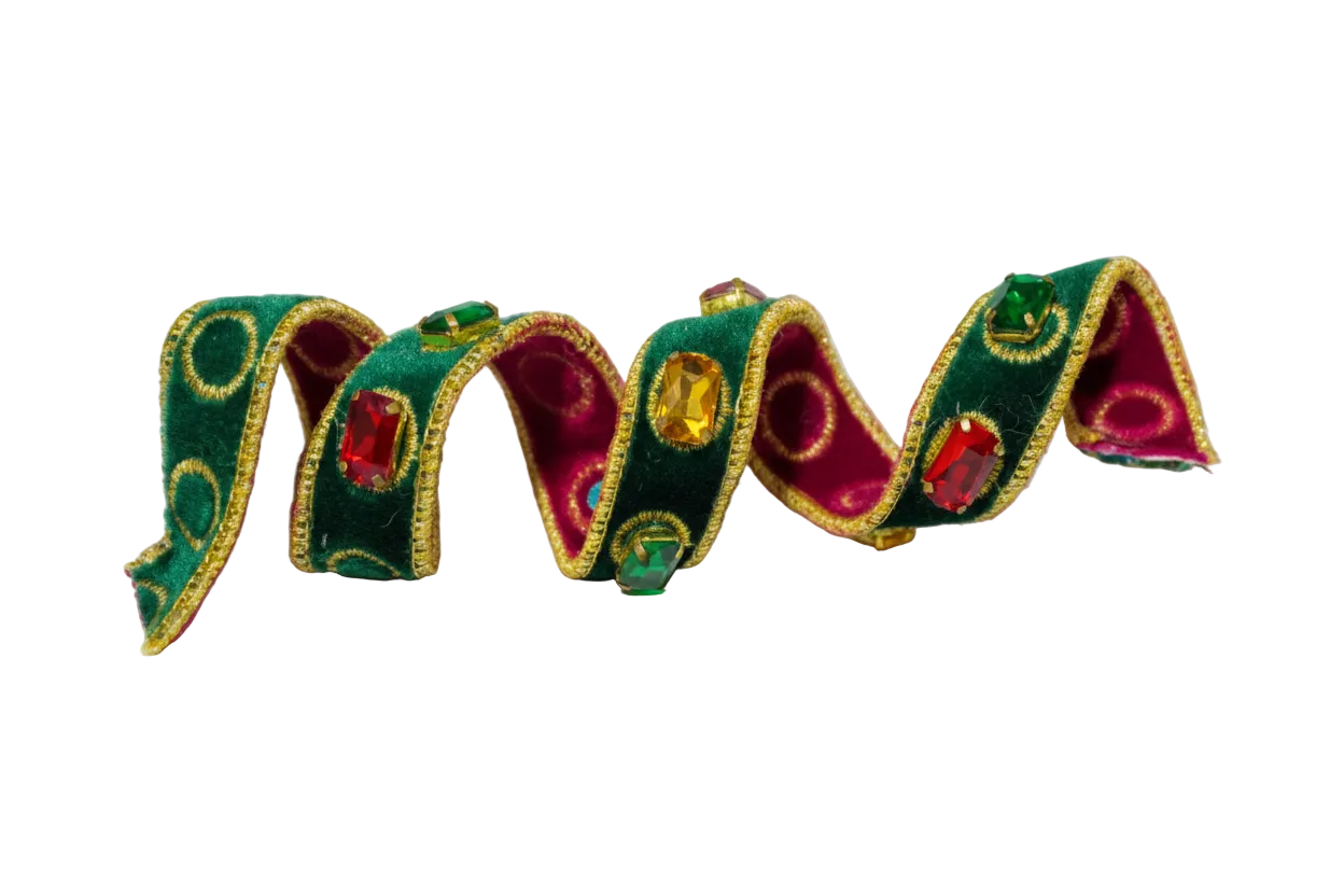 Pre-Order 2026- Green Velvet Large Gemstones 1"x3Y Wired Ribbon