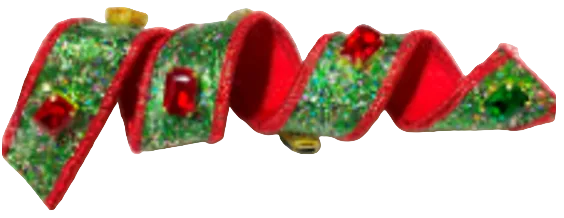 Green Sparkles with Red Piping & Backing Large Gemstone 1"x5Y Wired Ribbon
