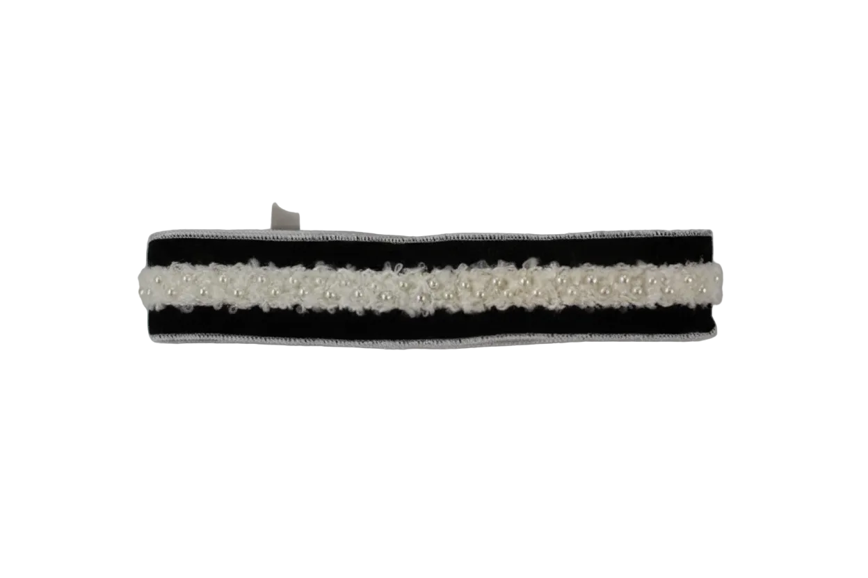 Pre-Order 2026-Black Velvet 2.5" x 5Y with Pearl Tweed Trim Wired Ribbon