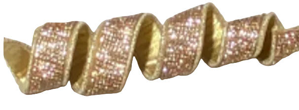 Champagne Bling Double Sided with Gold 1" Wired Ribbon