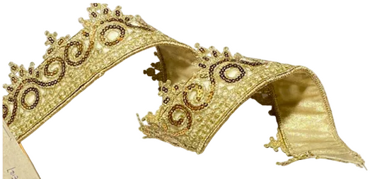 Pre-Order 2026- Gold Double-Sided Crown & Jewel 1.75" Wired Ribbon
