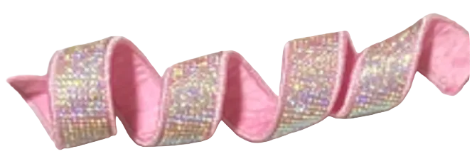 Lt. Pink Bling 1" Wired Ribbon