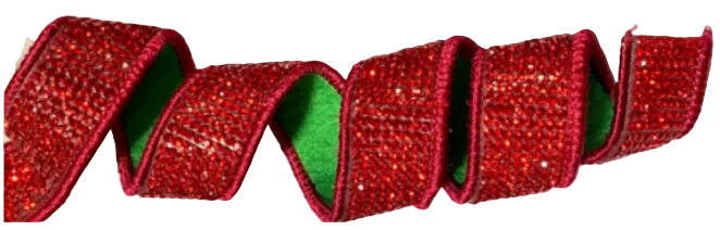 Pre-Order 2026- Red and Green Bling 1" Wired Ribbon