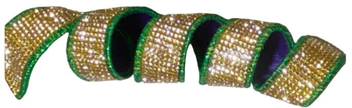 Mardi Gras Gold Bling & Purple Backing with Green Piping 1"x 5Y Wired Ribbon