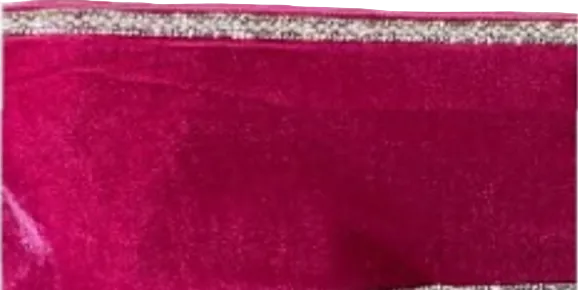 Pre-Order 2026- Hot Pink Velvet 4" Wired Ribbon with Pearl and Bling Trim