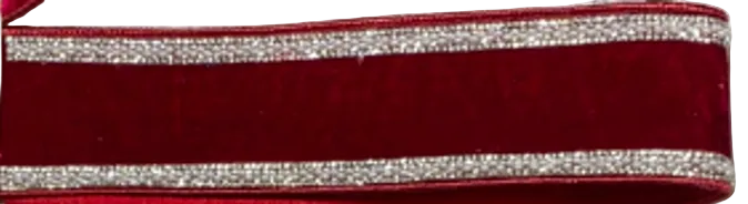 Pre-Order 2026- Red with Bling and Pearl Trim 2.5" Velvet Wired Ribbon