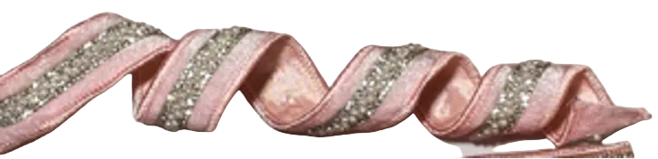 Pre-Order 2026- Pink Velvet with Pearl and Bling Lux Trim 1" Wired Ribbon