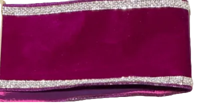 Purple Velvet with Bling and Pearl Trim 4" Wired Ribbon