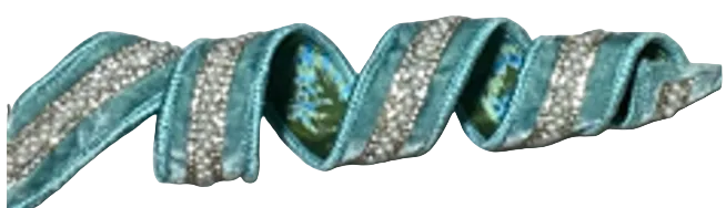 Pre-Order 2026-Teal/Turquoise Velvet Bling and Pearl Trim 1" Wired Ribbon