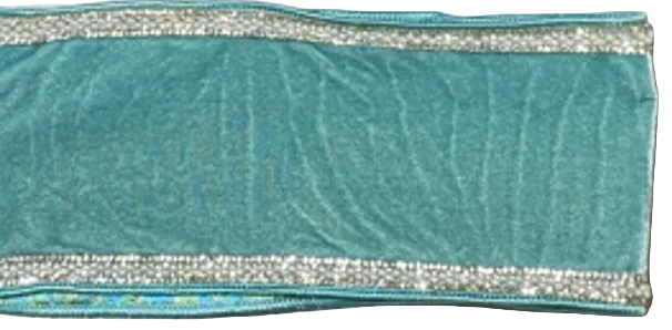 Turquoise/Teal Bling Double Sided 4"Wired Ribbon