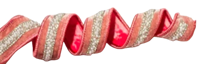 Dusty Rose Bling & Pearl Trim Velvet 1" Wired Ribbon
